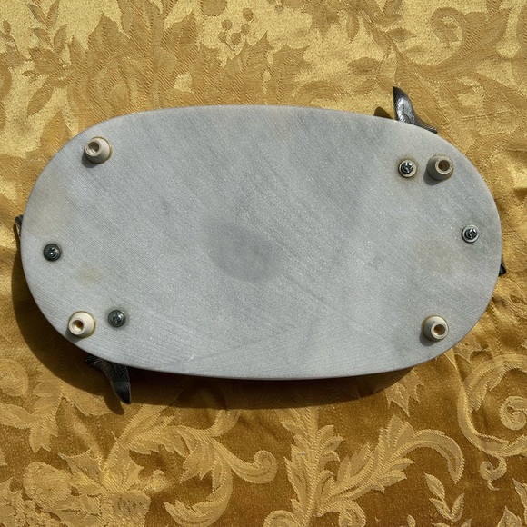 Carrara marble and pewter silver fish design handles serving tray - Picture 5 of 10